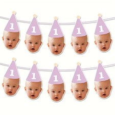 Custom Face Bunting With Party Hat  Age Personalized 40th Birthday Party Banners