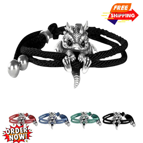 Dragon charm rope bracelet - dragon,
