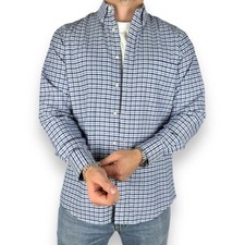 Vintage Chaps Checked Button Down Shirt, Blues/White, 15.1/2” - Large (S1183)