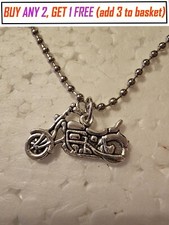 Motorbike Pendant Silver Coloured with Silver Ballchain Necklace 60cm/24inch