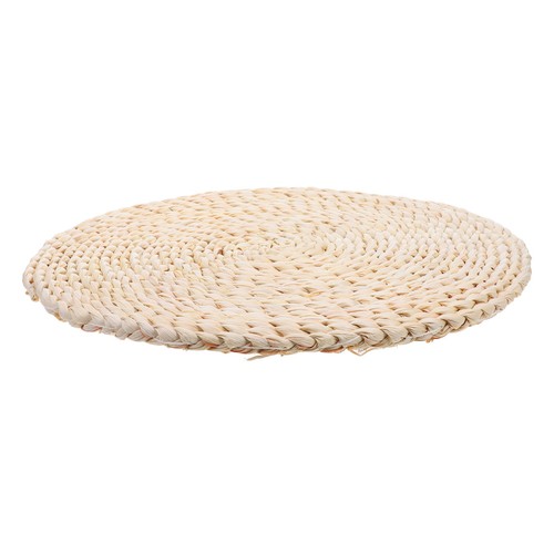 Round straw cushion woven - straw,