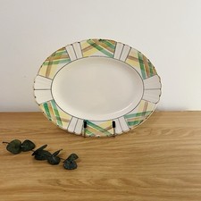 Vintage Myott Hand-Painted Oval Platter 1930s Art Deco Geometric Pottery