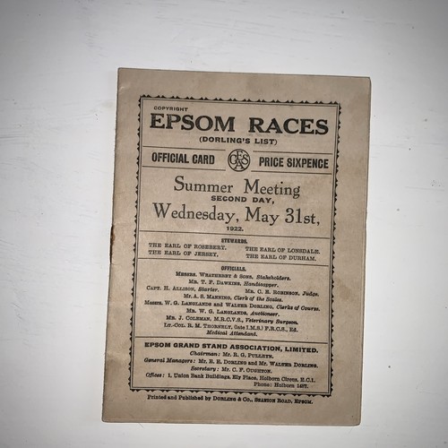 1922 epsom derby - epsom,