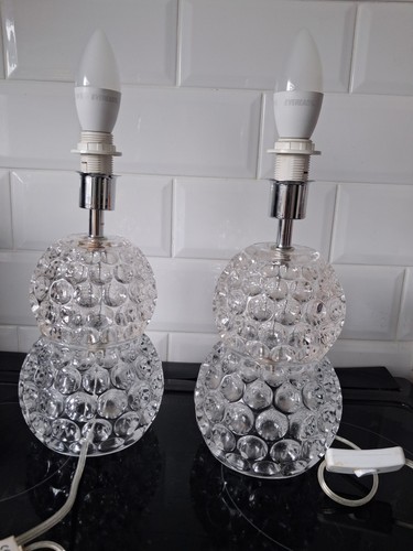 Pair cut glass table - cut,