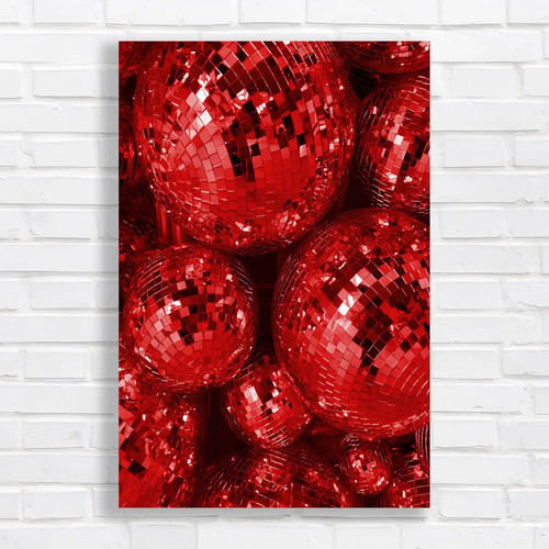 Disco ball mirrored mosaic red - ball,