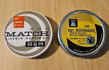 2 Vintage Airgun Pellet Tins Match Diabolo Kugeln & RWS Meisterkugeln Empty-[s3]