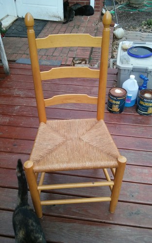 Cane bottom ladder back table - ladder,
