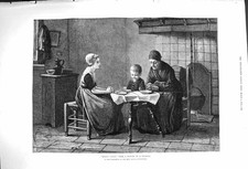 Original Old Antique Print