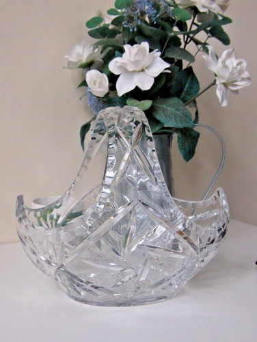Cut glass crystal basket - cut, big