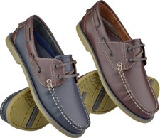 Mens Leather Boat Deck Moccasin Casual Lace Up Walking Driving Loafer Shoes Size