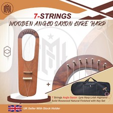 7 Strings Lyre Harp Anglo Saxon Irish Highland Solid Rosewood With Key Set