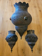 Large Handcrafted Moroccan Lantern Shade Chandelier with matching Wall Lanterns