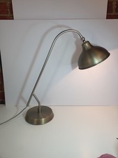 John Lewis Tall Brushed Brass Gold Effect Desk Lamp Arch Neck Table Lamp 52cm 