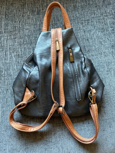Faux leather backpack bag - faux,