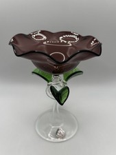 Vintage Beautiful Hand Blown Glass Flower With Original Sticker