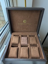 Constantin Weisz watch case. Six spaces, storage and display. Brown leather.