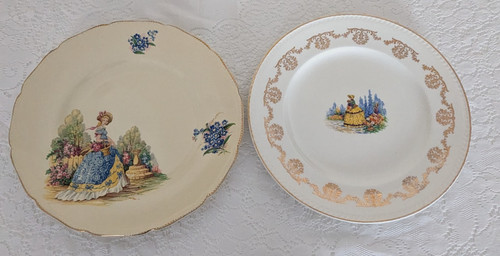 Vintage crinoline lady - lady, plates