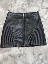 Bershka Black Moto Leather Look Mini Skirt. Brand New Size L UK 12