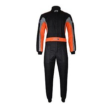 STR Club Race Suit Triple Layer FIA Approved 8856-2000 Black/Grey/Orange Flou