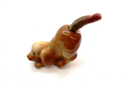Vintage ceramic dog with - with, bone