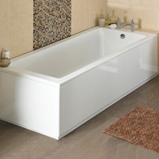 Wood Bath Front & End Panels with Plinth 18mm Adjustable Height White Bathroom