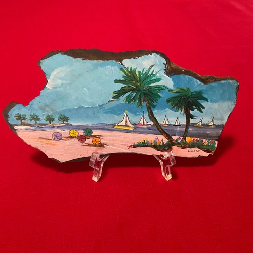 Vintage acrylic slate beach - acrylic,