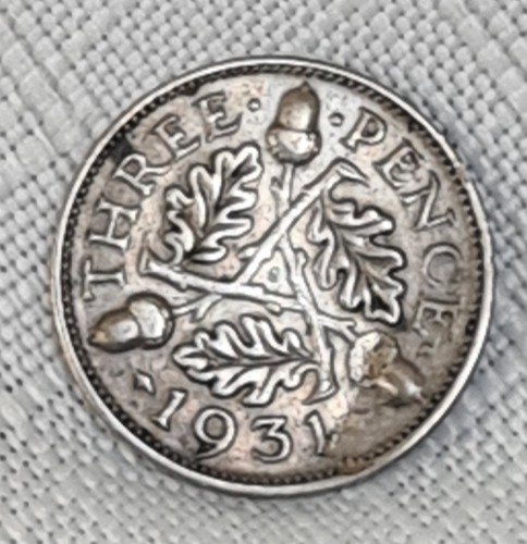1931 george three pence coin - three,