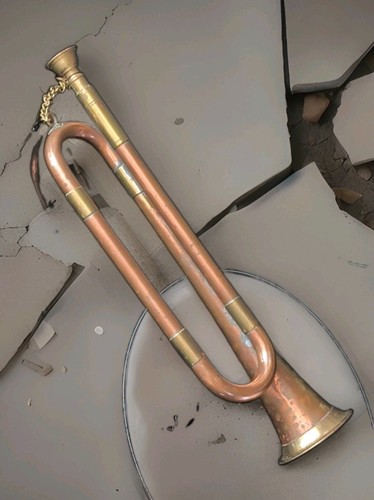 Copper and brass bugle 24cm - brass,