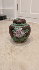 Perfect Vintage Chinese Cloisonne Ginger Jar with lid, in traditional colours 