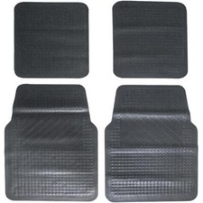 Equip 4 Pieces Utility Heavy Duty Rubber Car Floor Mat Set All Weather - Grey