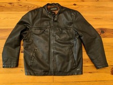 PIERRE CARDIN MENS BROWN LEATHER BIKER JACKET VGC SIZE L