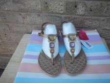 GRENDHA BEIGE/GOLD JEWELS  TOE POST SANDALS SIZE 41/42 UK 8 NWT