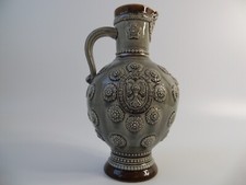 Vintage Marzi & Remi German Westerwald Style Stoneware Jug Heraldy Flowers 750ml
