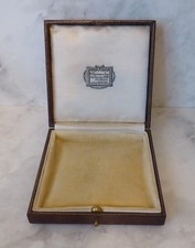 Antique Edwardian Brown Leather Gold Brooch Bracelet Necklace Jewellery Box