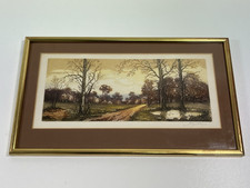Vintage Watercolour Painting Mounted and Framed Signed Landscape Autumn