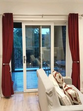 Cranberry Red Velour Eyelet Curtain - Blackout & Thermal