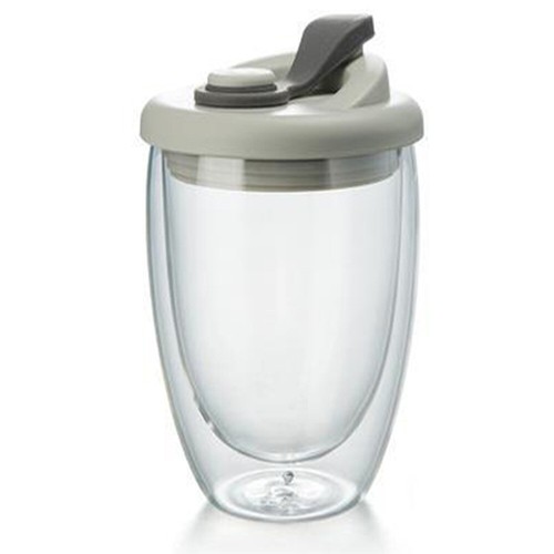 Double wall glass cup with - wall,