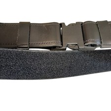 Black Leather Duty Belt Hook & Loop Side Release Buckle 50mm Heavy Utility Riot