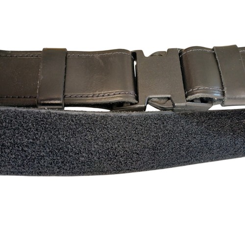 Black leather duty belt - leather,