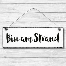 Decorative Door Wall Sign Wooden Shabby Chic BIN AT THE BEACH Gift Country Cottage Vintage 