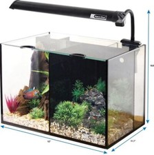 Black Aqua One Betta Due Glass LED Light Aquarium 20L Integrated Filter