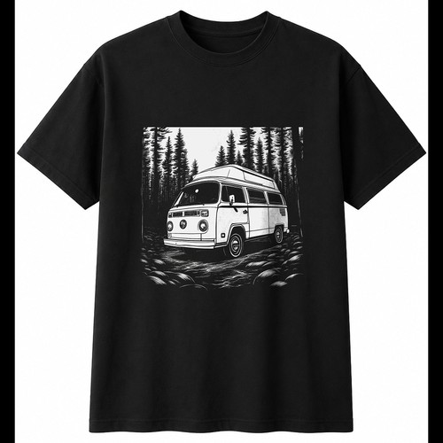 Camper van charcoal retro mens - van,