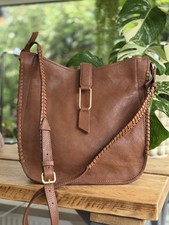John Lewis And/Or Tan Brown Leather Hobo Tote Shoulder Satchel Bag