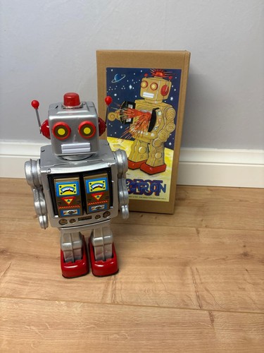 Silver inch retro tin robot - silver,