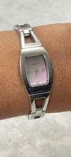 Fossil Ladies 25051 Quartz Watch SMALL WRIST Bracelet Silver Tone Pink Face P9