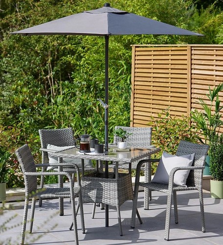 Grey rattan piece - rattan, 6-piece