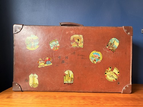 Vintage leather suitcase - vintage,