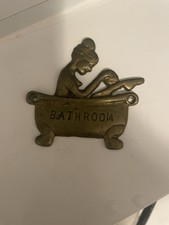 Vintage Brass Bathroom Door/Wall Plaque Victorian Style