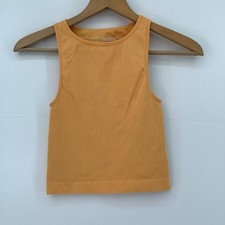 Primark Cares UK 6/8 Orange Ribbed Crop Top Bralette Seamless Stretch Tank Top 