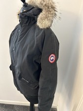 Canada Goose 7995Y Rundle Black Down Filled Bomber Jacket Coyote Fur XL (18)